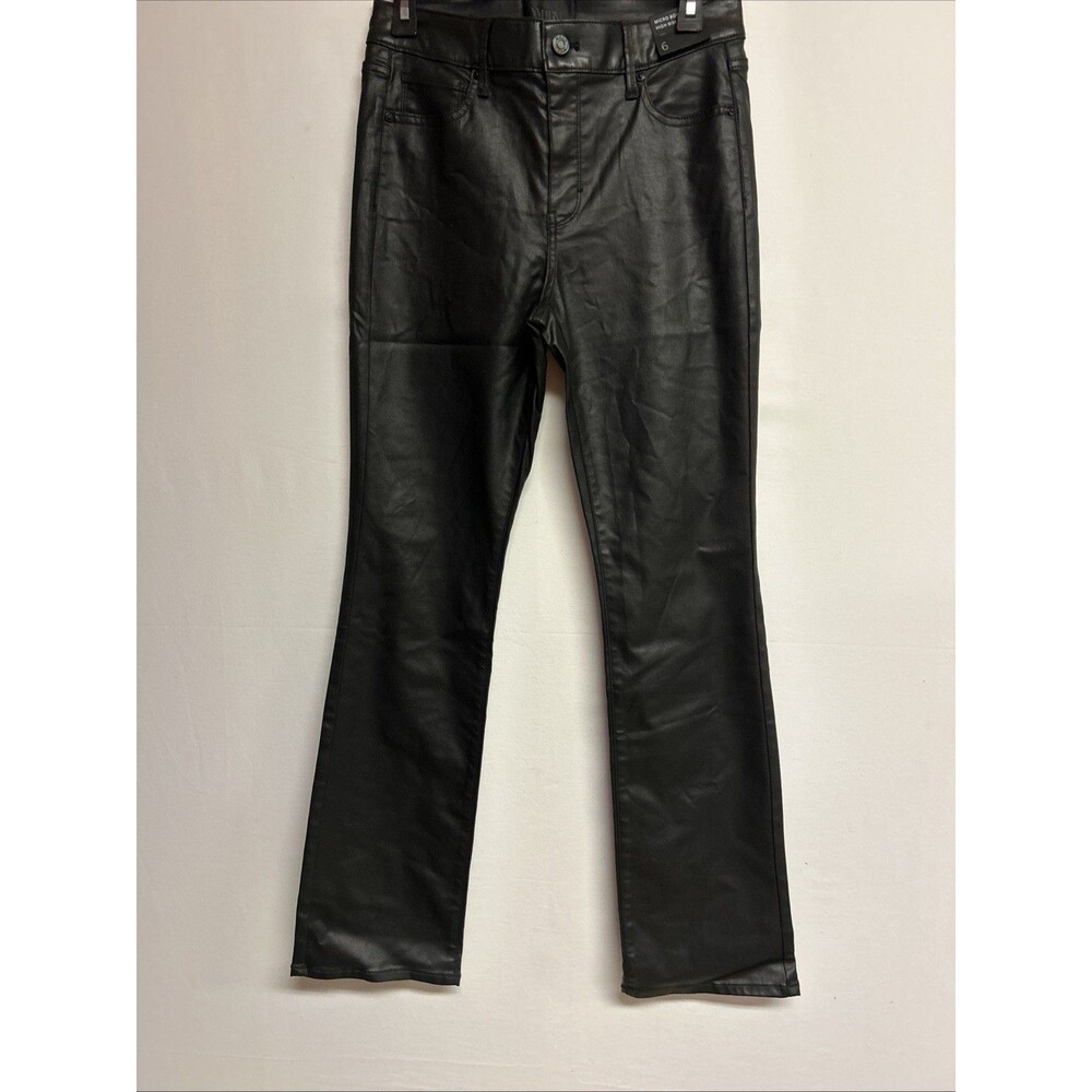 White House Black Market R6 Black Pants Vegas Coated High-Rise Micro Bootcut NWT